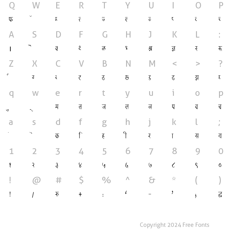 Character Map of DevLys 320 Condensed Normal