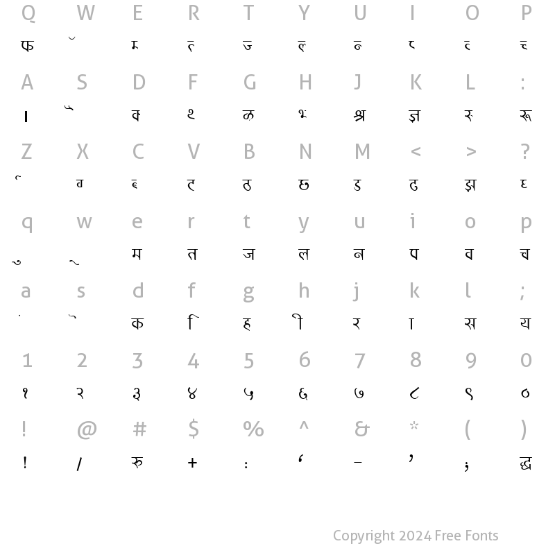 Character Map of DevLys 320 Normal