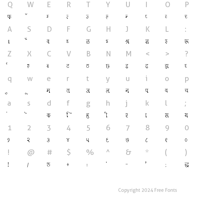 Character Map of DevLys 330 Condensed Normal