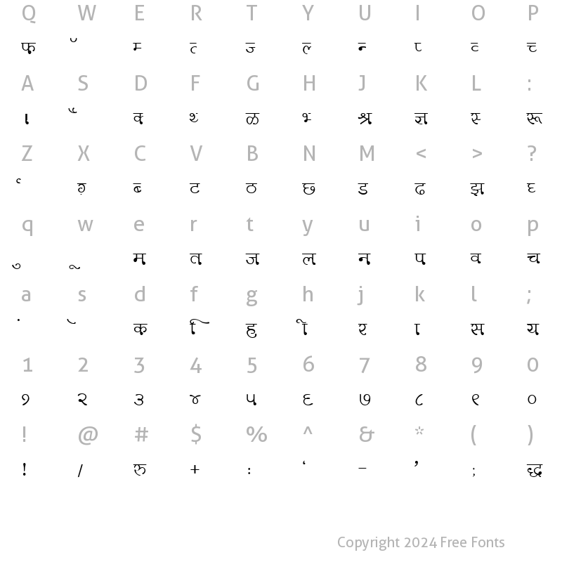 Character Map of DevLys 330 Normal