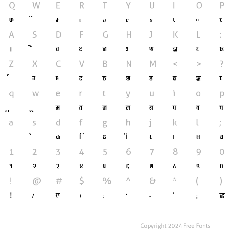 Character Map of DevLys 340 Bold