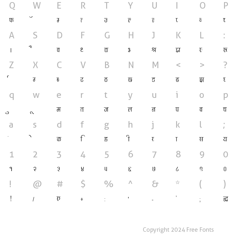 Character Map of DevLys 340 Normal