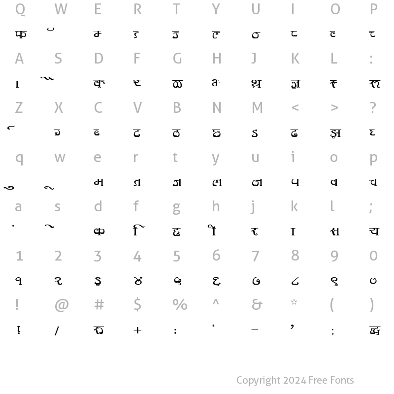 Character Map of DevLys 350 Wide Normal