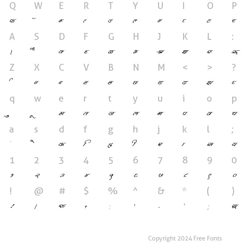 Character Map of DevLys 360 Italic