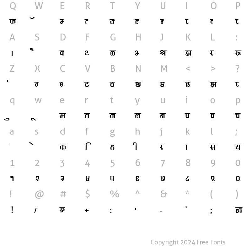 Character Map of DevLys 370 Normal