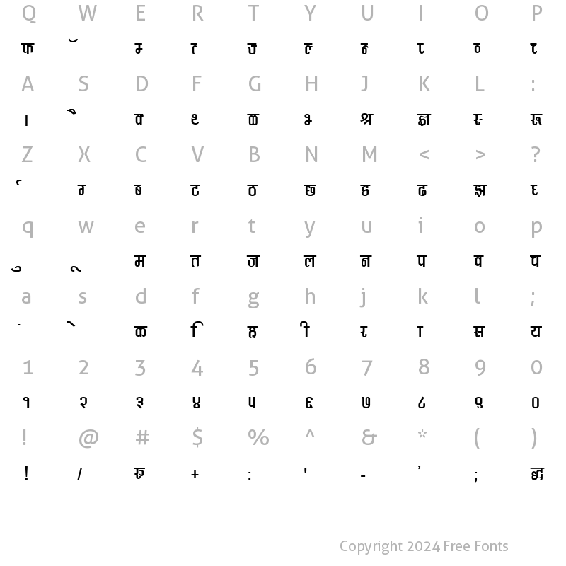 Character Map of DevLys 370 Thin Normal