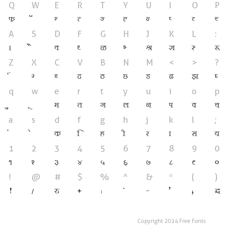 Character Map of DevLys 380 Normal