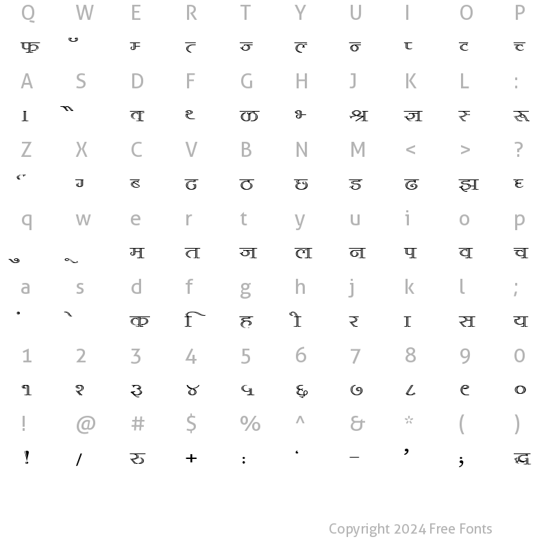 Character Map of DevLys 380 Wide Normal