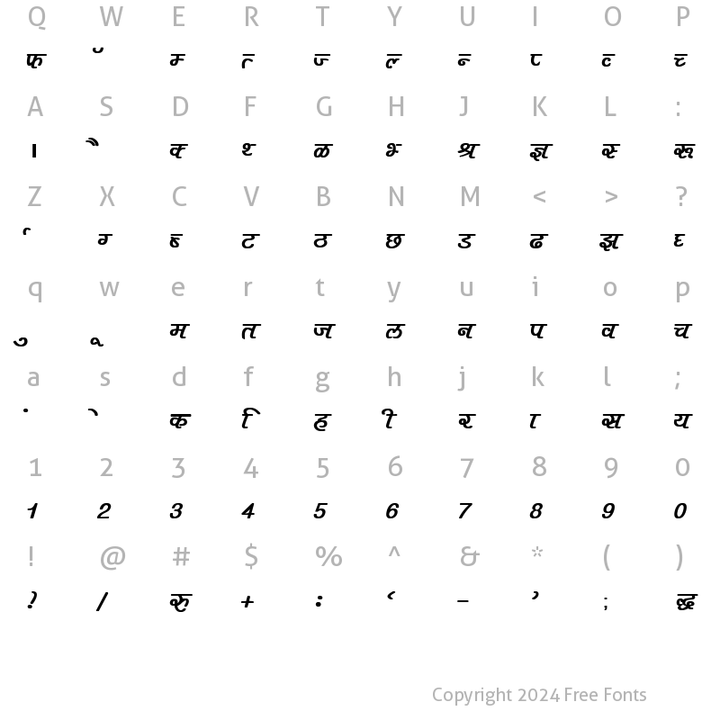 Character Map of DevLys 400 Bold