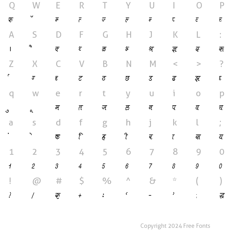 Character Map of DevLys 400 Condensed Normal