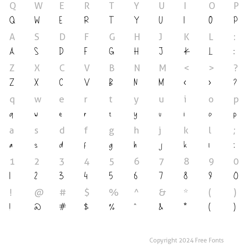 Character Map of Devon Sweet Regular