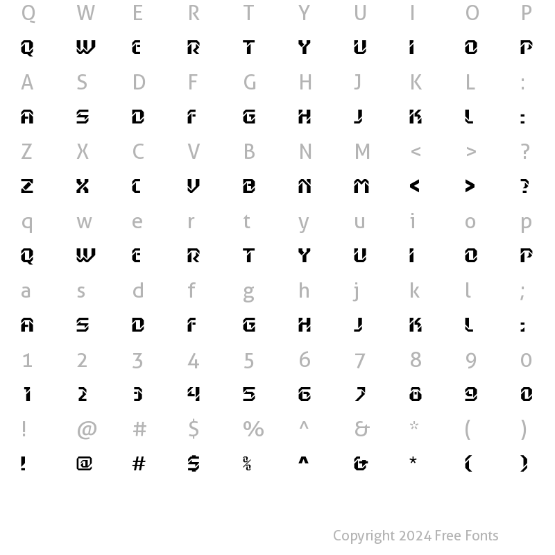 Character Map of Dex Gothic D Regular