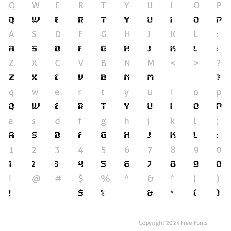 Character Map of DexGothicEF Regular