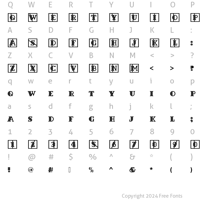 Character Map of Dextor Becker Initials Regular