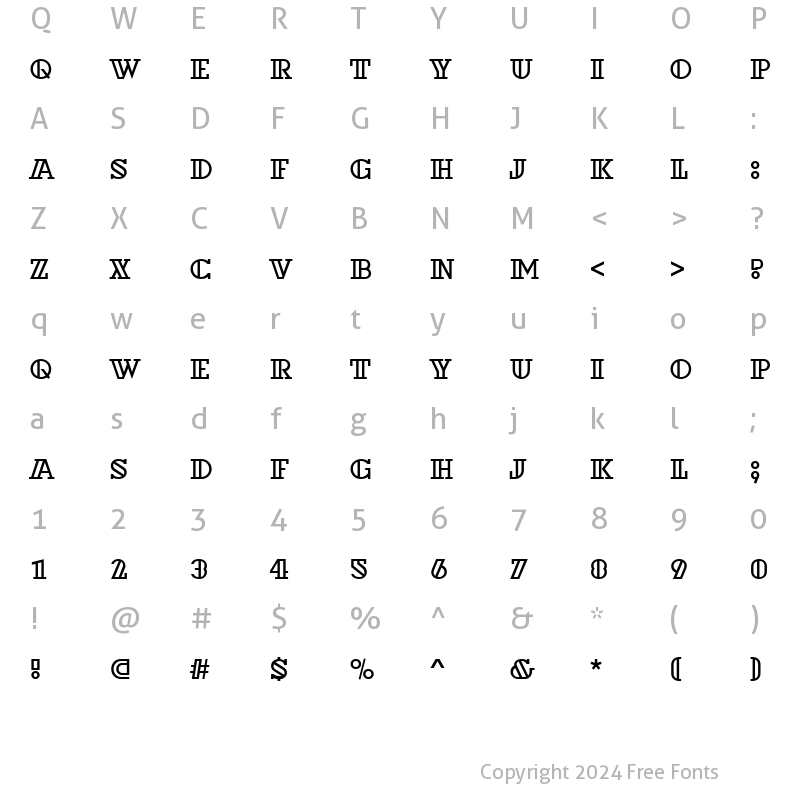 Character Map of Dextor Becker Outline Regular