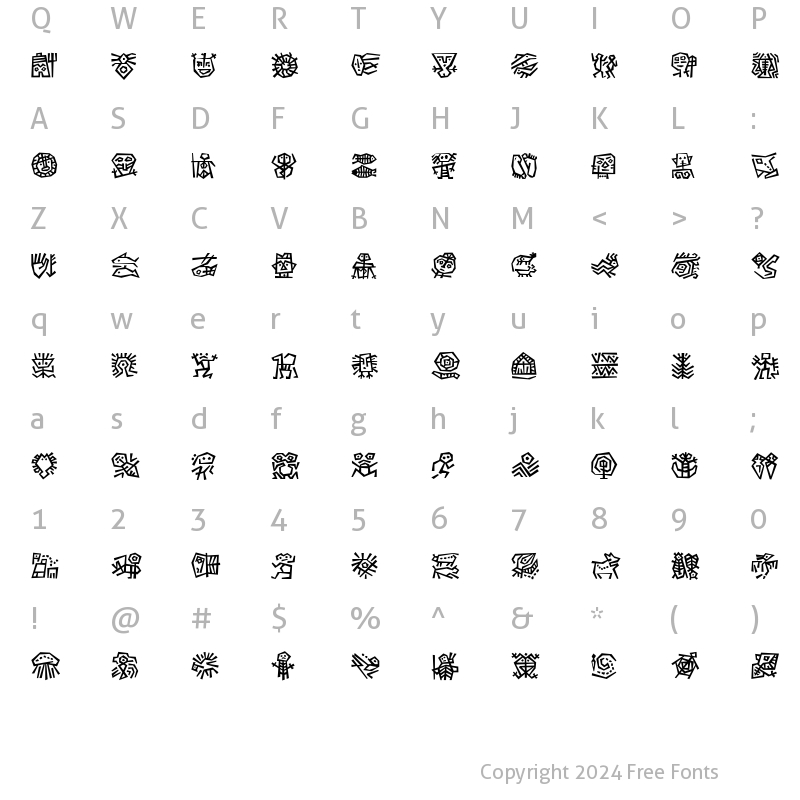 Character Map of DF Ancestor ITC Regular