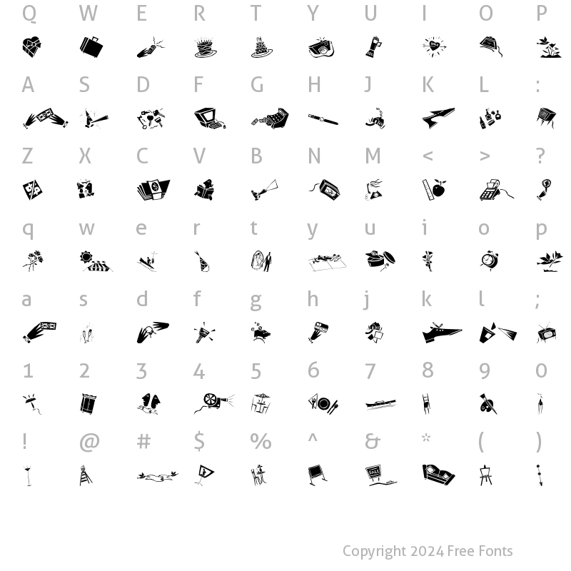 Character Map of DF Commercials Plain Regular