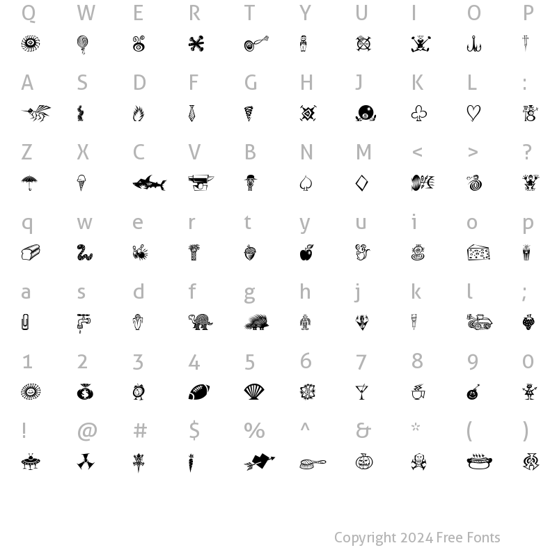 Character Map of DF Daves Raves One ITC Regular