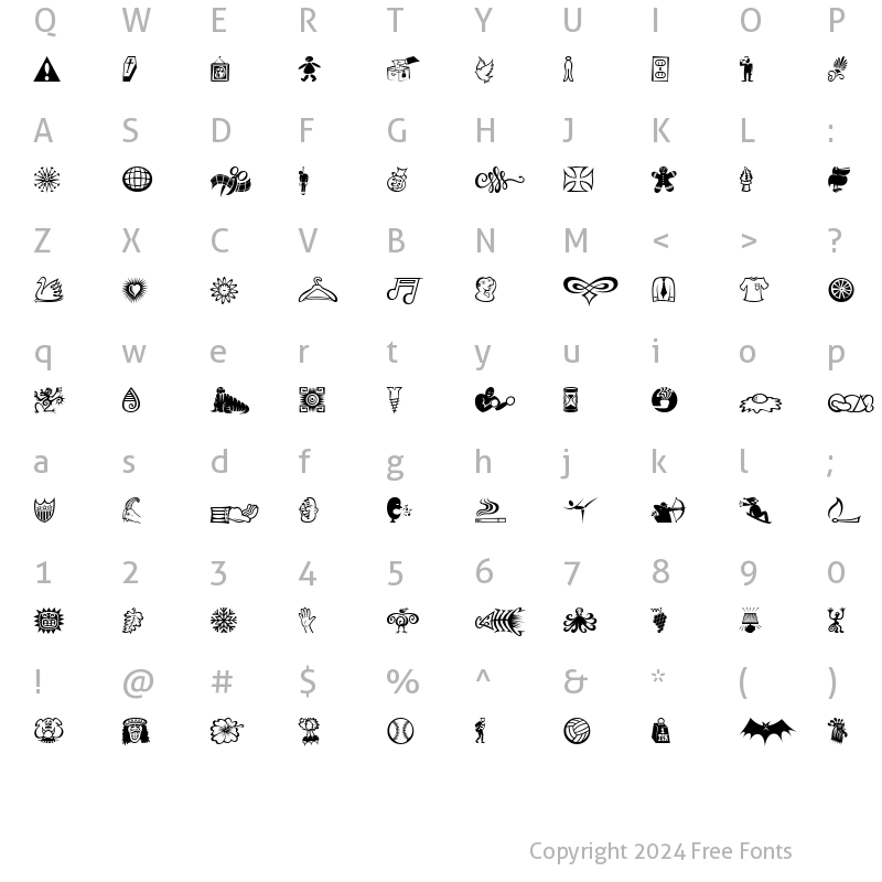 Character Map of DF Daves Raves Three ITC Regular