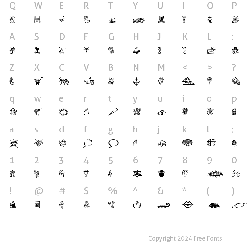 Character Map of DF Daves Raves Two ITC Regular