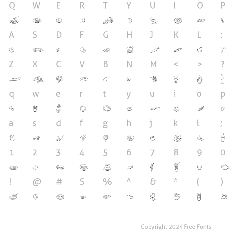 Character Map of DF Delectables LET Plain