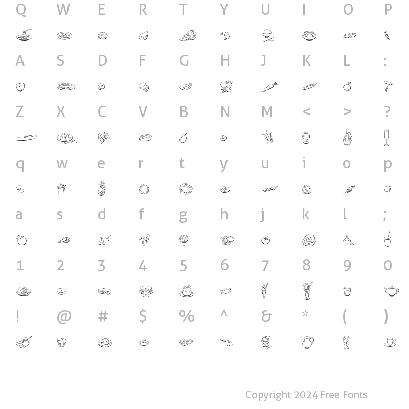 Character Map of DF Delectables Plain Regular