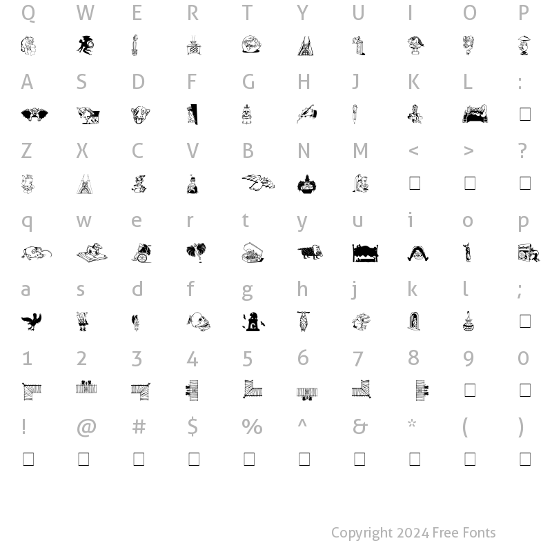 Character Map of Df Gargoonies ITC Medium