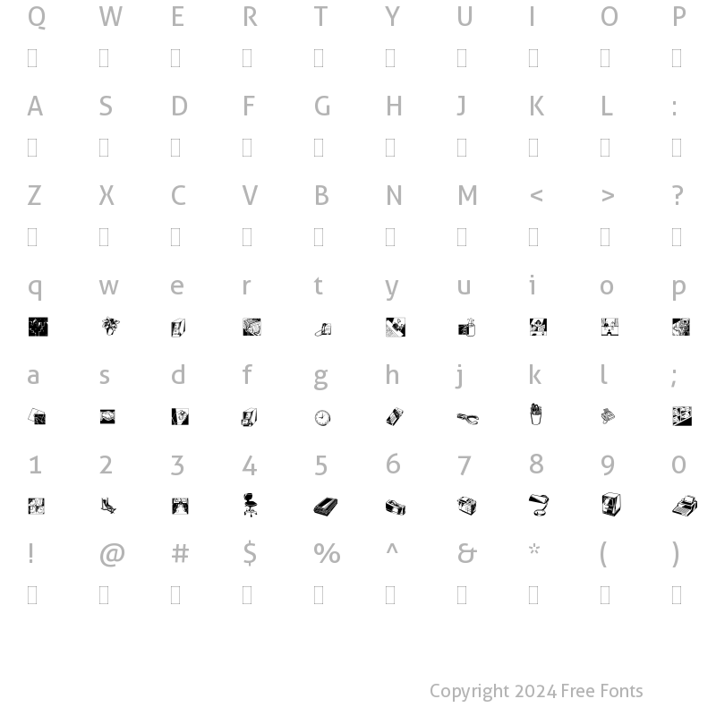 Character Map of DF Industrials One Plain Regular