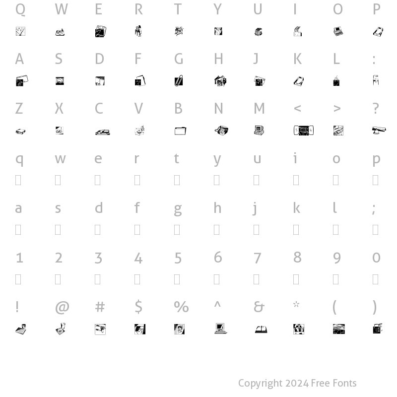 Character Map of DF Industrials Regular