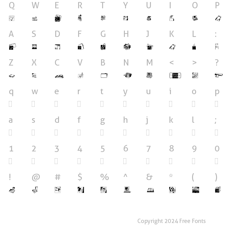 Character Map of DF Industrials Two Plain Regular