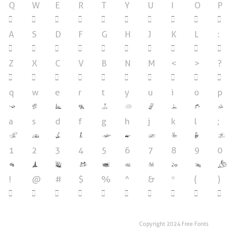 Character Map of DF Journeys One Regular