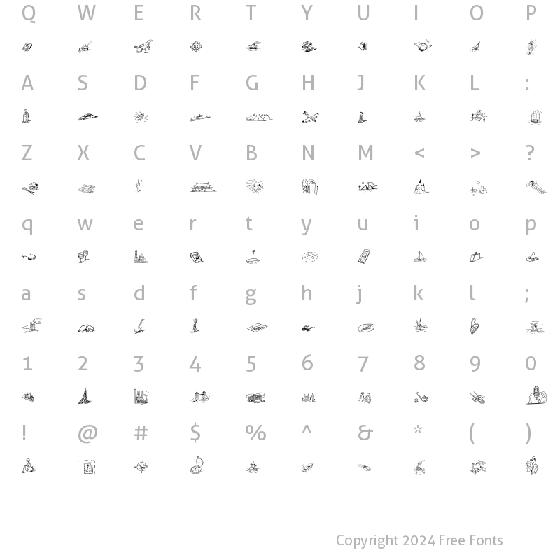 Character Map of DF Journeys Regular