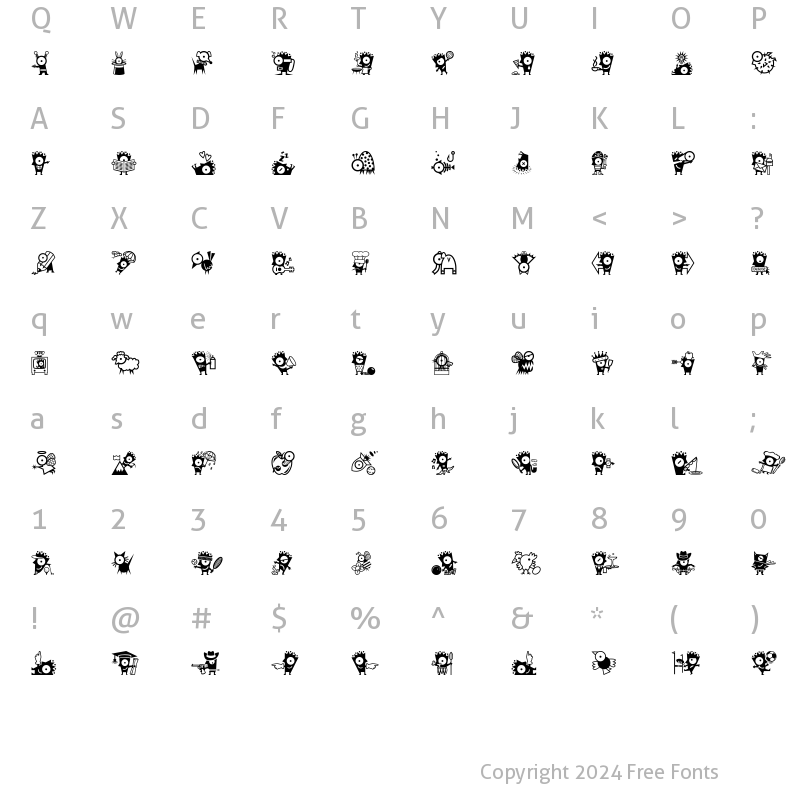 Character Map of DF Keefbats ITC Regular