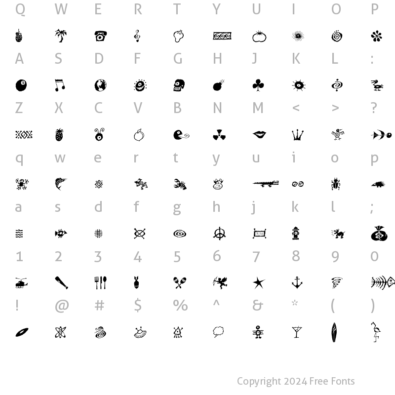 Character Map of DF Mo Funky Fresh Symbols LET Plain