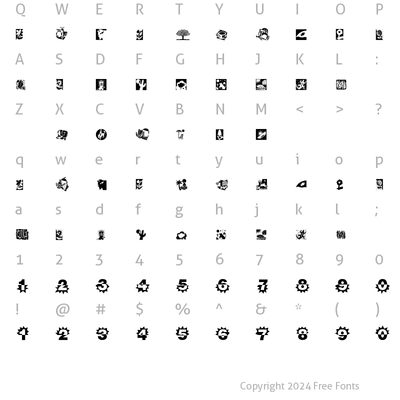 Character Map of Df NaturalsPlain Regular