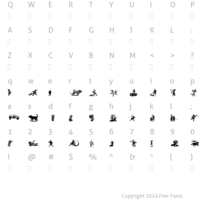 Character Map of DF Primitives One Plain Regular