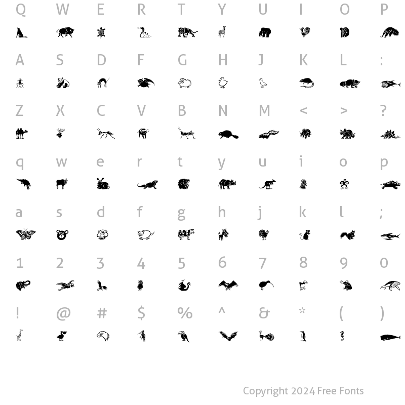 Character Map of DF Wildlife LET Plain