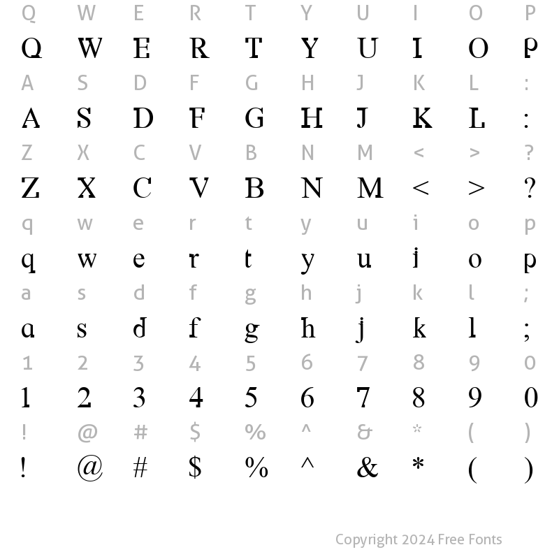 Character Map of DF667  New Kinder Regular