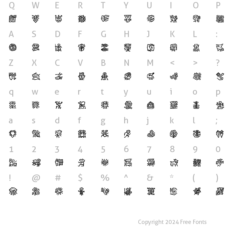 Character Map of DfAncestorITC Regular