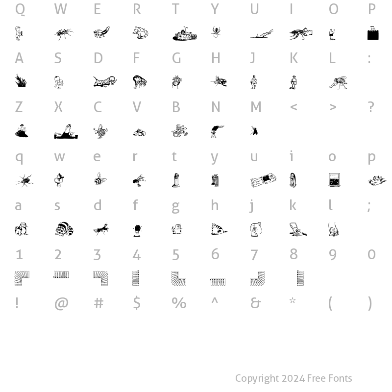 Character Map of DfBackyardBeastiesITC Regular