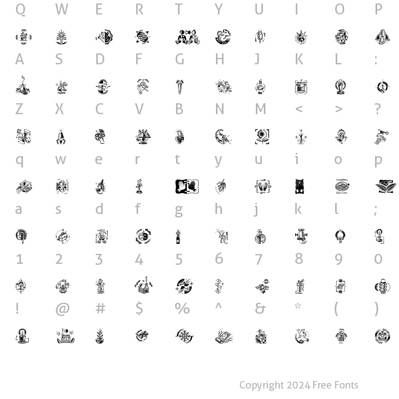 Character Map of DfCelebrationsPlain Regular