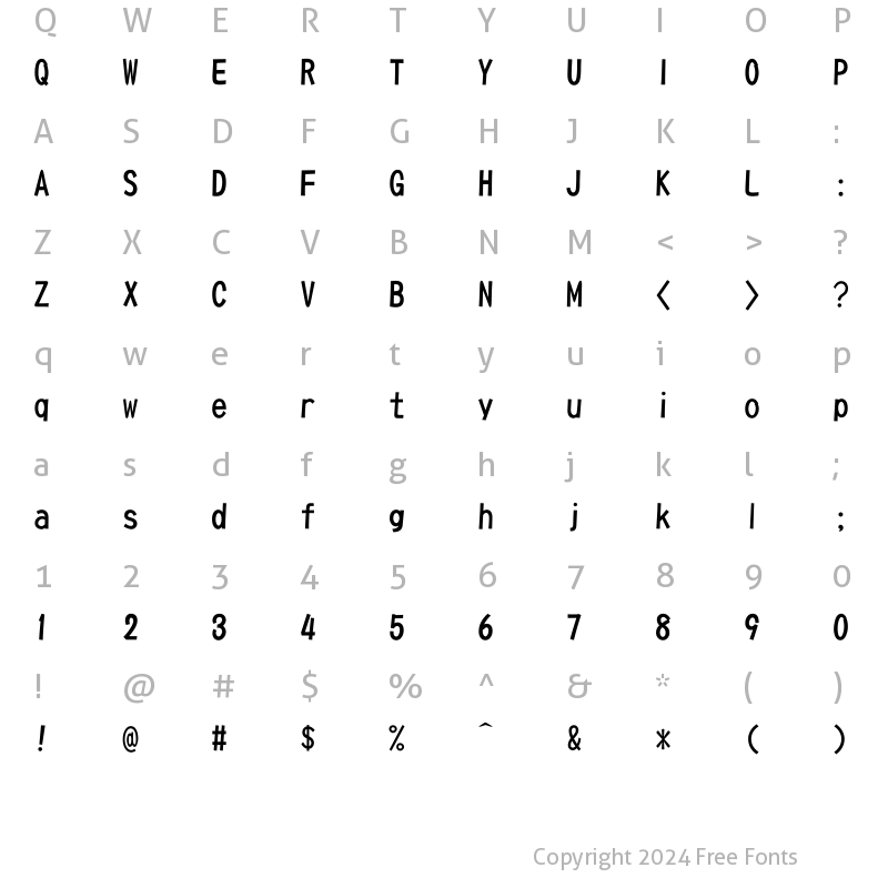 Character Map of DFPOP1W5U-B5 Regular