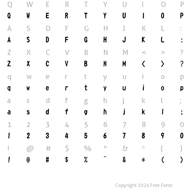 Character Map of DFPOP1W7U-B5 Regular