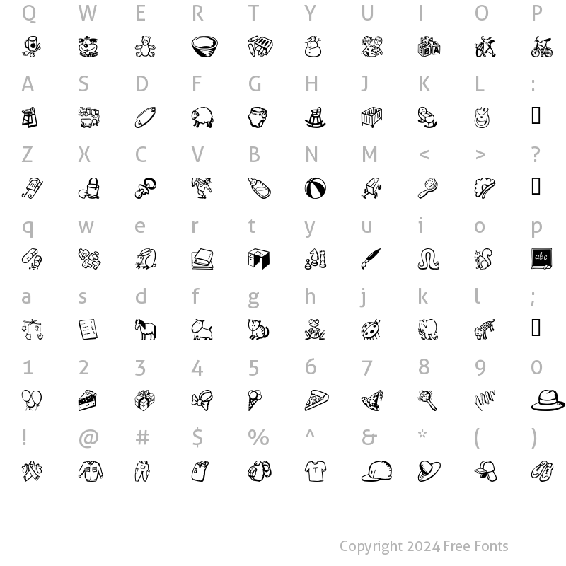 Character Map of DfTotSpotsITC TT Regular