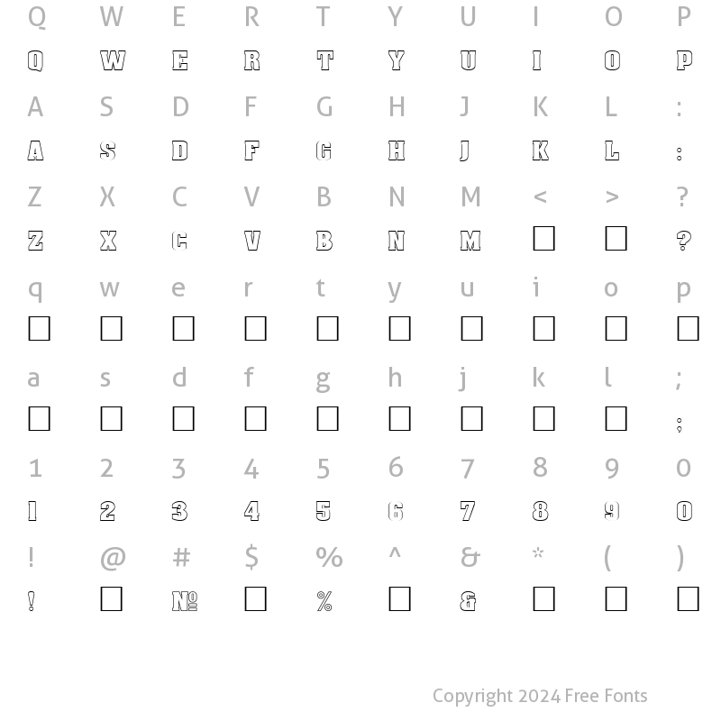 Character Map of DG_AachenOutline Normal