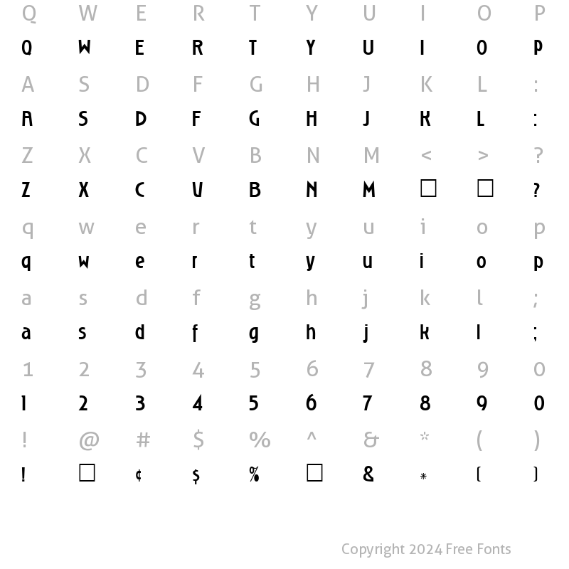 Character Map of DG_RoslynGothic Normal