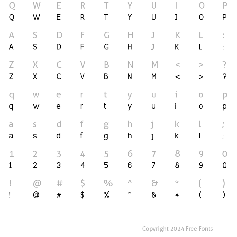 Character Map of DH Rongdomrey Regular