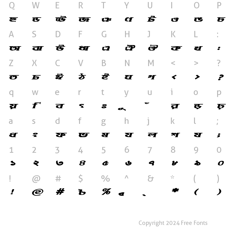 Character Map of DhakarchithiEMJ BoldItalic