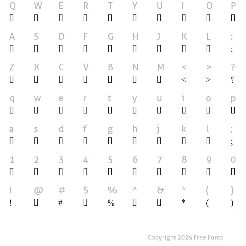 Character Map of DhakarchithiOMJ Regular