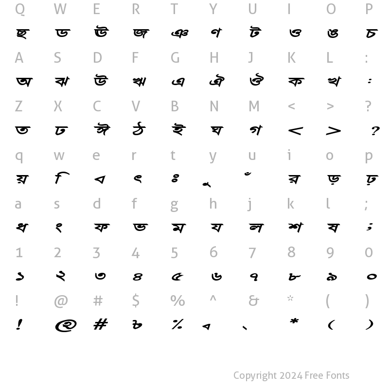 Character Map of DhanshirhiEMJ BoldItalic